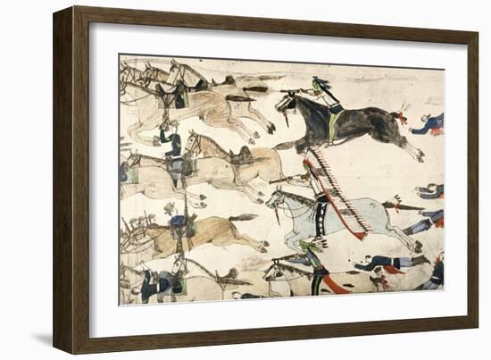 Retreat of Major Marcus Reno's Command-Amos Bad Heart Buffalo-Framed Giclee Print