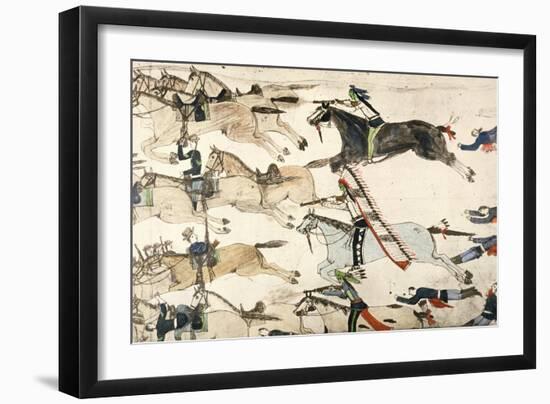 Retreat of Major Marcus Reno's Command-Amos Bad Heart Buffalo-Framed Giclee Print