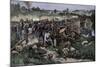 Retreat of the Federal Army over the Stone Bridge after the Second Battle of Bull Run, c.1862-null-Mounted Giclee Print