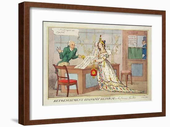 Retrenchment Economy Reform, or the Cunning Jeweller, 1822 (Colour Etching)-null-Framed Giclee Print