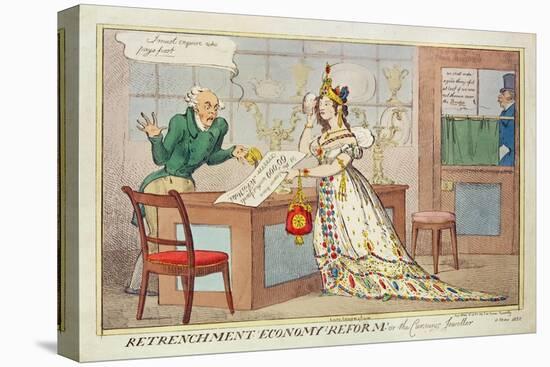 Retrenchment Economy Reform, or the Cunning Jeweller, 1822 (Colour Etching)-null-Stretched Canvas