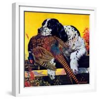 "Retriever with Pheasant,"November 1, 1934-J.F. Kernan-Framed Giclee Print