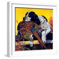 "Retriever with Pheasant,"November 1, 1934-J.F. Kernan-Framed Giclee Print