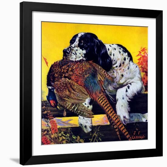 "Retriever with Pheasant,"November 1, 1934-J.F. Kernan-Framed Giclee Print