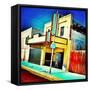 Retro Americana Street Scene with Cinema-Salvatore Elia-Framed Stretched Canvas