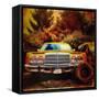 Retro Americana Vintage Yellow Car-Salvatore Elia-Framed Stretched Canvas