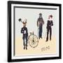 Retro Animals Hipster Like-run4it-Framed Art Print