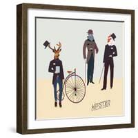 Retro Animals Hipster Like-run4it-Framed Art Print