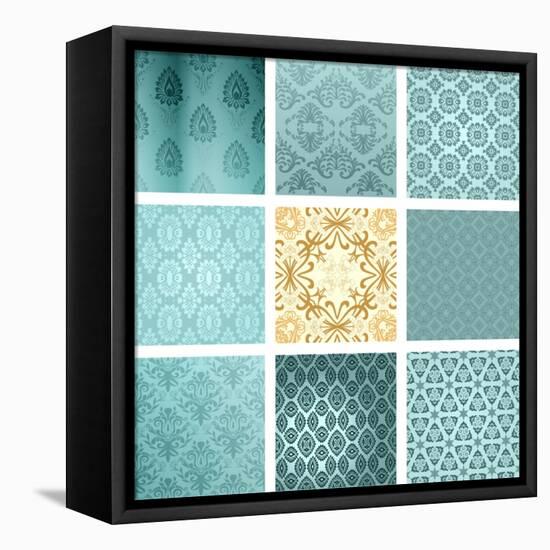 Retro Background Set-Roverto-Framed Stretched Canvas