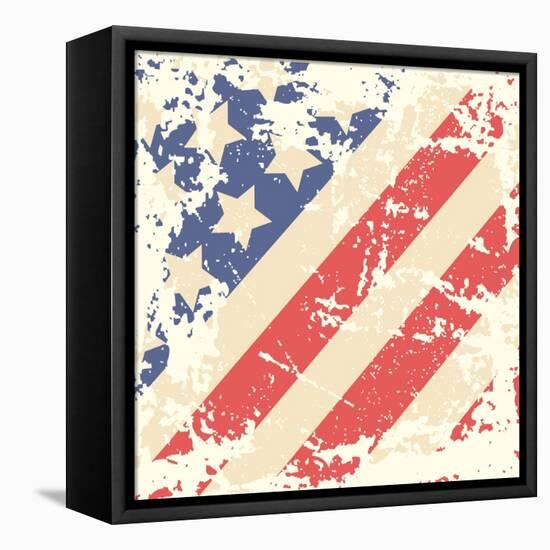Retro Background With American Flag-Lilia-Framed Stretched Canvas