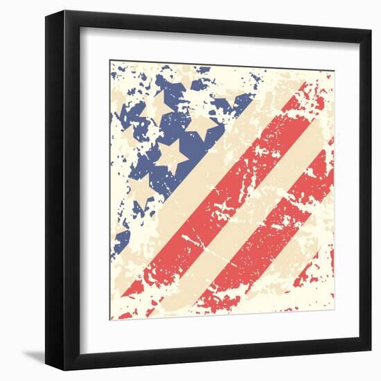 Retro Background With American Flag-Lilia-Framed Art Print