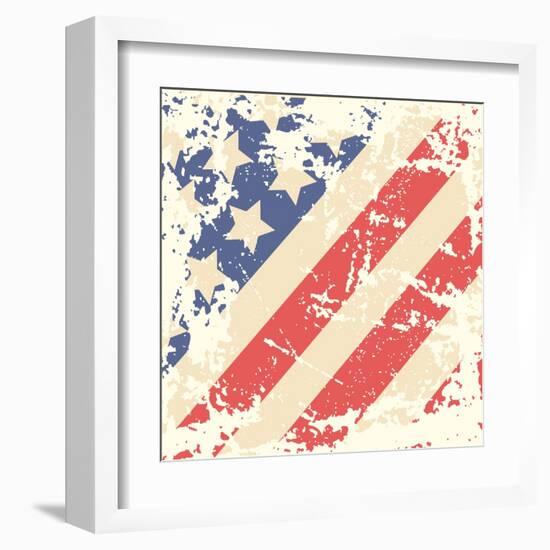 Retro Background With American Flag-Lilia-Framed Art Print