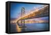 Retro Bay Bridge and Cityscape, San Francisco-Vincent James-Framed Stretched Canvas