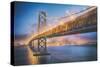 Retro Bay Bridge and Cityscape, San Francisco-Vincent James-Stretched Canvas