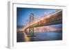 Retro Bay Bridge and Cityscape, San Francisco-Vincent James-Framed Photographic Print