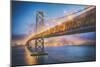 Retro Bay Bridge and Cityscape, San Francisco-Vincent James-Mounted Photographic Print