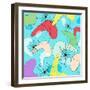 Retro Bean Pattern Blue-null-Framed Giclee Print