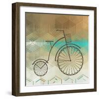 Retro Bicycle On A Color Background-epic44-Framed Art Print