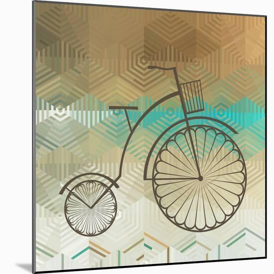 Retro Bicycle On A Color Background-epic44-Mounted Art Print