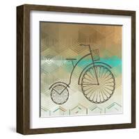 Retro Bicycle On A Color Background-epic44-Framed Art Print