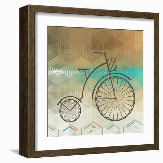 Retro Bicycle On A Color Background-epic44-Framed Art Print