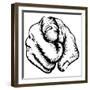 Retro Black Woodcut Print Style Hand Pointing Finger at Viewer, from Front-Christos Georghiou-Framed Art Print