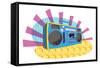 Retro Boom-Box-vook-Framed Stretched Canvas