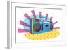 Retro Boom-Box-vook-Framed Art Print