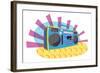 Retro Boom-Box-vook-Framed Art Print