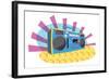 Retro Boom-Box-vook-Framed Art Print