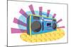 Retro Boom-Box-vook-Mounted Art Print