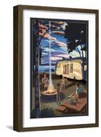 Retro Camper and Lake-Lantern Press-Framed Art Print