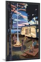 Retro Camper and Lake-Lantern Press-Mounted Art Print