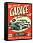 Retro Car Service Sign. Vector Illustration.-Laralova-Framed Stretched Canvas