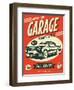 Retro Car Service Sign. Vector Illustration.-Laralova-Framed Art Print