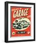 Retro Car Service Sign. Vector Illustration.-Laralova-Framed Art Print