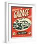 Retro Car Service Sign. Vector Illustration.-Laralova-Framed Art Print