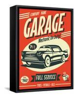 Retro Car Service Sign. Vector Illustration.-Laralova-Framed Stretched Canvas