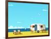 Retro Caravan on the Beach, Summer Vacation, Vector Illustration,Retro Background-Skoreya-Framed Art Print