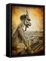 Retro Card ,Paris, View From Notredame Cathedral-Maugli-l-Framed Stretched Canvas