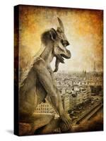 Retro Card ,Paris, View From Notredame Cathedral-Maugli-l-Stretched Canvas