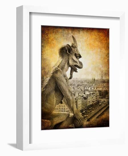 Retro Card ,Paris, View From Notredame Cathedral-Maugli-l-Framed Art Print