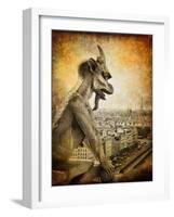 Retro Card ,Paris, View From Notredame Cathedral-Maugli-l-Framed Art Print