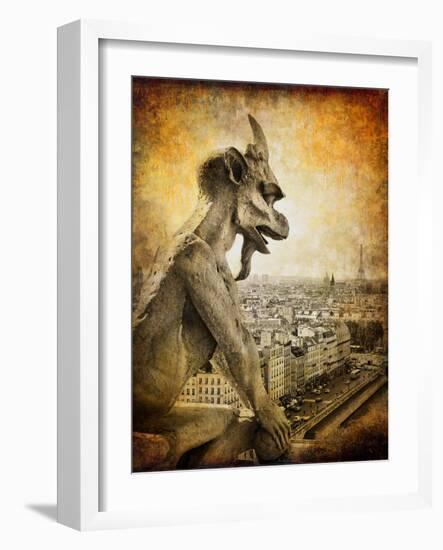 Retro Card ,Paris, View From Notredame Cathedral-Maugli-l-Framed Art Print