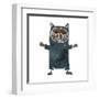 Retro Cartoon Black Cat Costume-lineartestpilot-Framed Art Print