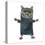 Retro Cartoon Black Cat Costume-lineartestpilot-Stretched Canvas