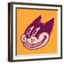 Retro Cartoon Character Smiling Cat, Grinning Face, Vintage 50S Toons-drante-Framed Photographic Print