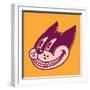 Retro Cartoon Character Smiling Cat, Grinning Face, Vintage 50S Toons-drante-Framed Photographic Print
