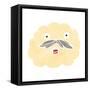 Retro Cartoon Cloud with Mustache-lineartestpilot-Framed Stretched Canvas