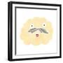 Retro Cartoon Cloud with Mustache-lineartestpilot-Framed Art Print